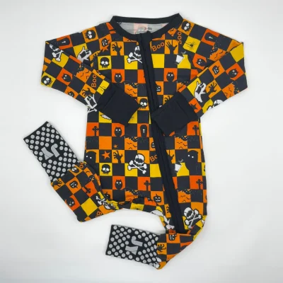 Wholesale Custom Size New Design Simple Style Bamboo Printing Plaid Jumpsuit Toddler Baby Bamboo Pajamas for Boy