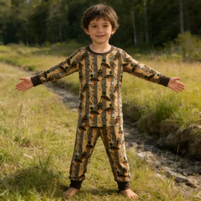 High Quality Custom Pattern Long Sleeve Bamboo Fabric T-shirts and Pant Set Baby Clothing