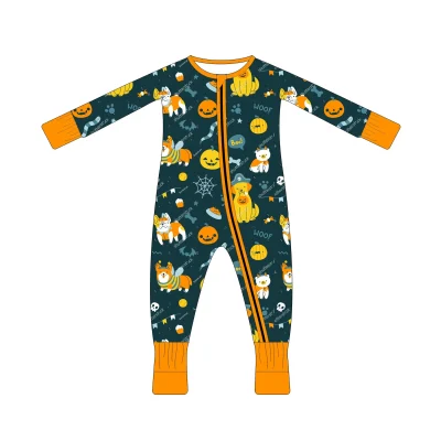 Organic Halloween Bamboo Baby Romper - Zippy Jumpsuit Sleepwear for Toddlers | Cozy Kids Pajamas Wholesale