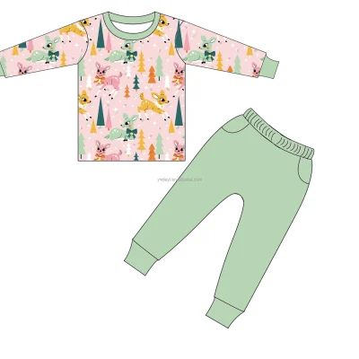 Christmas Reindeer Baby Bamboo Set Enfants High-Quality Infant Sleepwear Buttery-Soft Baby Clothing Kids Pajamas