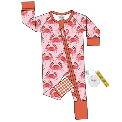 Customizable Bamboo Zipper Infant Romper Newborn Baby Pajamas Kids Clothing Wholesale Kids Sleepwear