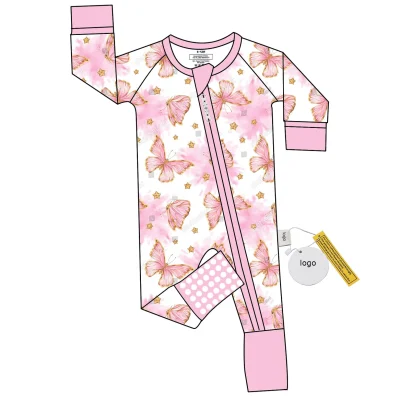 Factory Organic Bamboo Sleepers Zipper Cartoon Pajamas for Infants and Toddlers Baby Girl Boy Romper