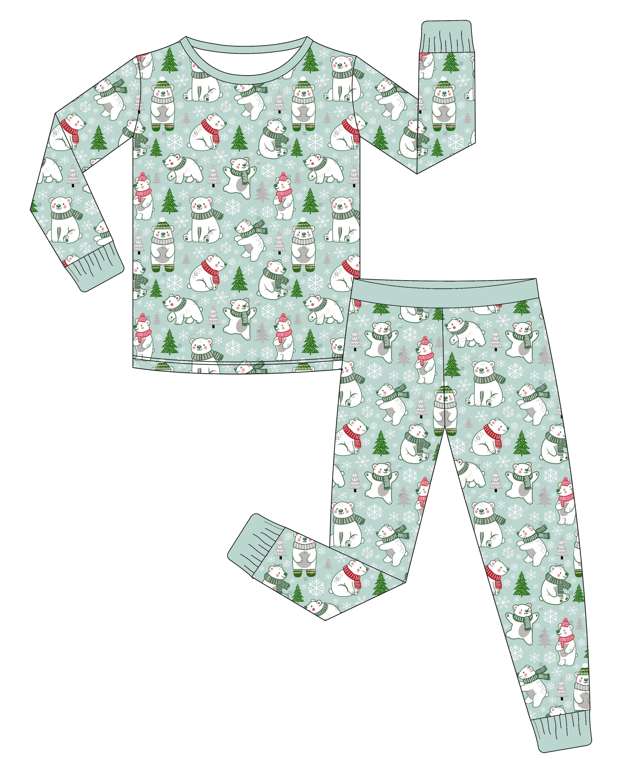 Christmas Bamboo Baby Romper Coordinating 2pcs Set Wholesale Sleepwear Playwear Outfit Factory Direct Price Newborn Infant - Image 2
