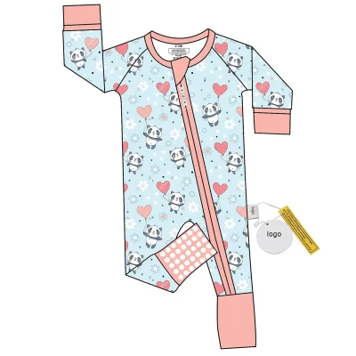 Children's Bamboo Romper Print Pajamas Newborn Bodysuit Zipper Closure  for Baby Boys