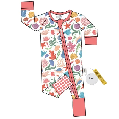 Organic Viscose Bamboo Baby Pajamas Custom Wholesale Newborn Romper Infant Toddler Zipper Sleeper Clothes