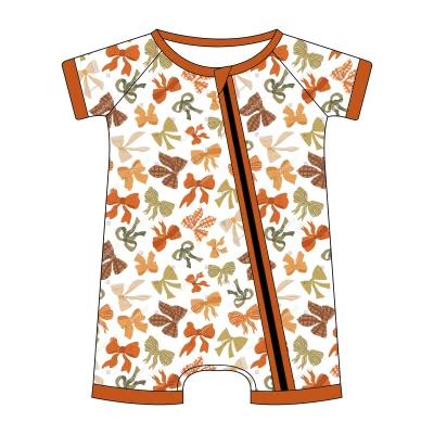 2025 New Popularity Baby Clothes Short Sleeve Kids Pajamas Bows Pattern Children Jumpsuit Kids Onesie