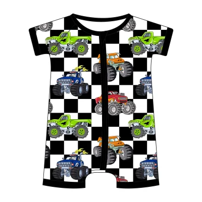 Mystery Bamboo Kids Pajamas Bundle Truck Printed Baby Shortie Short Sleeve Kids Products Wholesale Bamboo Baby Clothing Factory