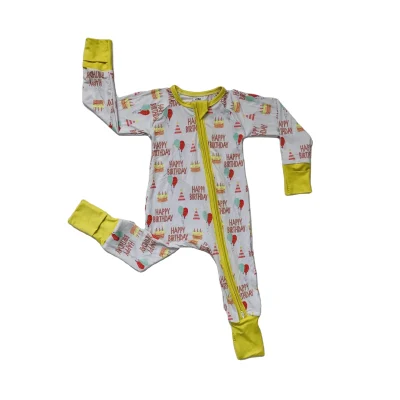 Boutique Baby Clothes Soft Zipper Solid Color Baby Bamboo Footie Pajamas