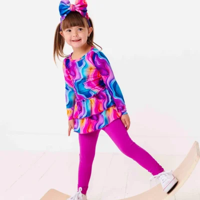 Wholesale Long Sleeve Winter Sleepwear Baby Girl Custom Print Cotton Bamboo Pajamas Set