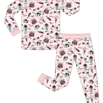 Custom Gift Print Girls Boys Pajamas 2 Piece Outfits Wholesale Sister Baby Clothes Girls Sleepwear Suit