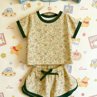 Custom ODM Manufacturer Direct Baby Clothes Bamboo Wholesale Fast Delivery Lounge Set Kids Comfy Two Piece Relax Wear