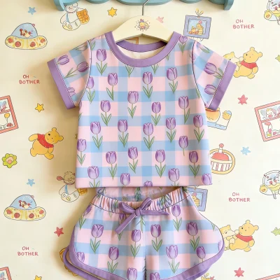 Fast Delivery Custom Infant Soft Comfy Lounge Set Bamboo Baby Clothes Kids Two Piece Loungewear ODM Manufacturer Wholesale