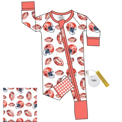 Adorable Rugby Pattern Kids Clothes Long Sleeve Baby Clothing Custom Grips Infant Clothing NB-5T