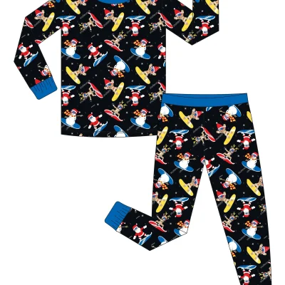 Wholesale Christmas Eve Baby Pajamas | Bamboo Fabric Long Sleeve Set Warm Santa Sack Sleepsuit for Toddlers