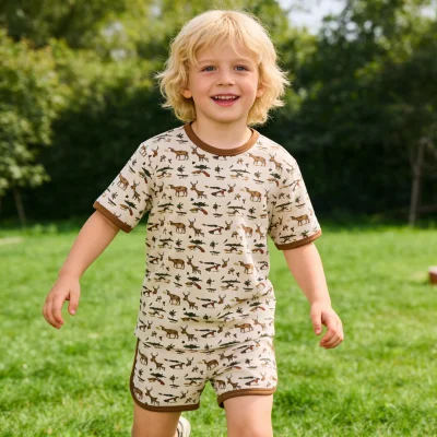 Pastel Color Baby Pajamas Set Short Sleeve Low Moq Baby Clothing Kids Sleepwear Girls Clothing Set