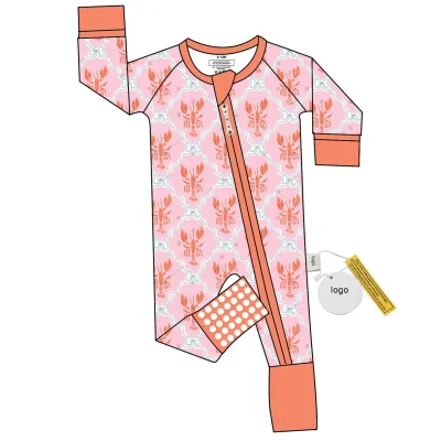 Custom Bamboo Baby Romper Viscose Jumpsuit Pjs Toddler Kid Children Clothes Zippy Romper Custom Print Wholesale