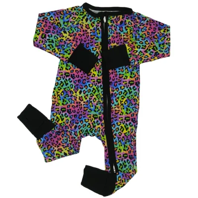 Christmas Pattern Long Sleeve Bamboo Cotton Double Zipper Baby Clothes