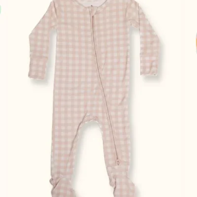 Manufacturer Checkered New Design Bamboo Viscose Spandex One-piece Long Sleeve Toddler Clothing