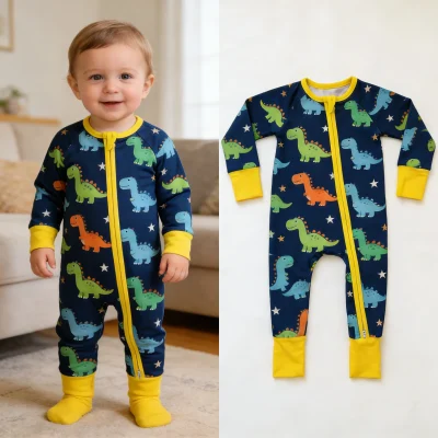 Custom Print Baby Kids Bamboo Pajama Onesie Rompers Clothes Viscose Toddler Sleepwear Clothing for Baby