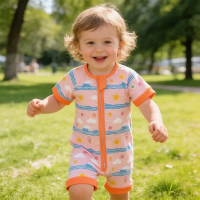 Skin-friendly Baby Short Romper Breathable Bamboo Fiber Newborn Bodysuit Cute Infant One-piece Jumpsuit