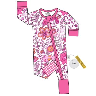 Wholesale Low MOQ  Floral Pattern Baby Clothes Bamboo Comfortable Baby Boy Clothes with Grips