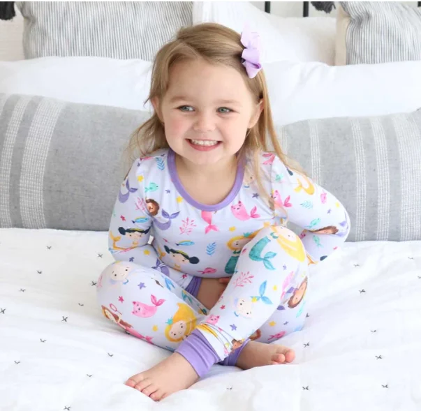 High Quality Bamboo Spandex Mermaid Digital Print Baby Two Piece Set Baby Clothing Set Kids Clothing Baby Clothes - Image 2