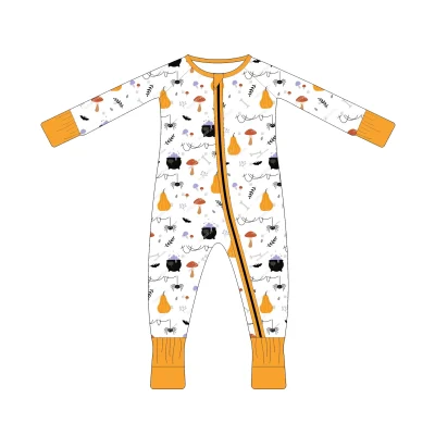Halloween Snuggle-Ready Zippy Sleepwear - Cute Baby Romper Jumpsuit Pajamas for Newborn Kids Kids Bale Bamboo Fabric
