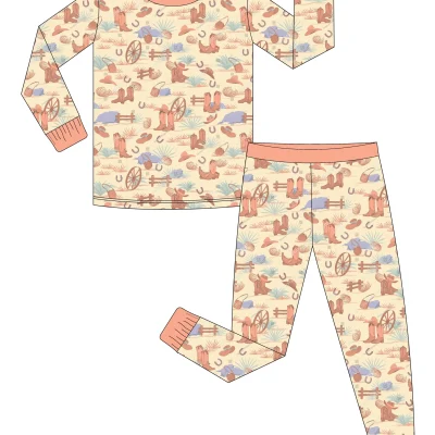 Custom Printed Designs 95% Viscose Bamboo+5% Spandex Baby Clothing Sets Baby Pajamas Set Long Sleeve Newborn Clothes 2pcs
