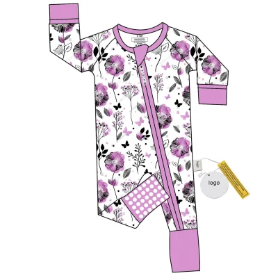 Custom Printed Infant Newborn Onesie Baby Clothes Bamboo Pajamas Zipper Wholesale Baby Rompers