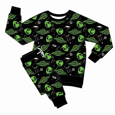 Custom Checkered Kids Baby Girls Hoodie Crew OEM Wholesale Bamboo French Terry 2 Piece Sets Neck Sweatshirt Jogger Set
