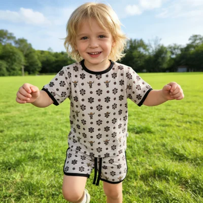 Minimalist Solid Baby Pajamas Set Short Sleeve Bamboo Baby Sleepwear Comfortable Infant Night Suit Casual Daily Wear