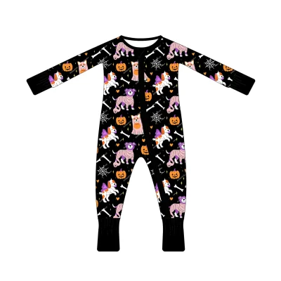 2025 Wholesale OEM Low Price Organic High Quality Bamboo Halloween Prints New Born Baby Clothes