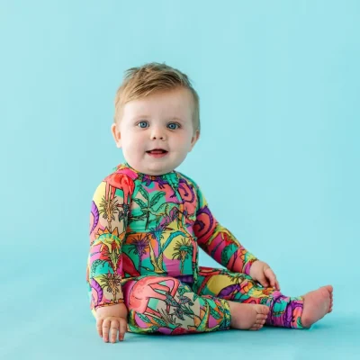 Wholesale Baby Boy Excavator Printing 95% Bamboo 5% Spandex Baby Clothes Bamboo Pajamas OEM ODM Kids Clothing