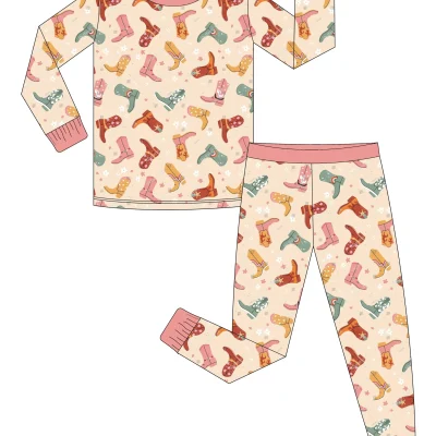 Factory Custom Summer Toddler Kids Bamboo Cotton Long-Sleeve Top+Pants Set Baby Outfits Sets Wholesale Sleepwear