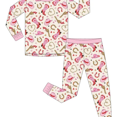 Bamboo Baby Clothes Two Pieces Set Baby Long-Sleeve Top and Pants Custom Printing Pajamas for Boys and Girls