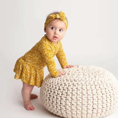 Wholesale Kids Baby Clothes Bamboo Pajamas Ruffle Floral Cute Print Baby Bodysuit Newborn Baby Clothes Kids Clothing