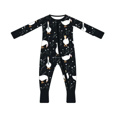 High Quality Soft Fabric Newborn Baby Jumpsuit Duck Pattern Toddler Pajamas Folded Cuff Kids Romper Baby Clothes