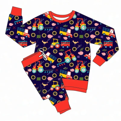 Wholesale Hot Sale Cute Girl Long Sleeves Solid  Scallop Baby Clothing Set for Baby Boys