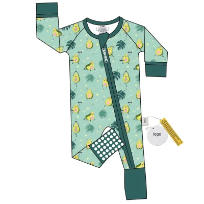 Wholesale Custom Bamboo Fiber Baby Clothing Printed Pajamas for Newborns and Toddlers Zipper Closure Sleepers