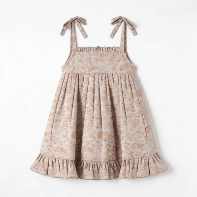 Wholesale Breezy Light Bamboo Spaghetti Strap Dress for Toddler Girls All Season Staple Organic Hypoallergenic Fabric