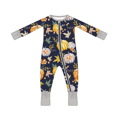 Factory Custom Zipper Baby Jumpsuit Autumn Bamboo Cotton Halloween Baby Rompers