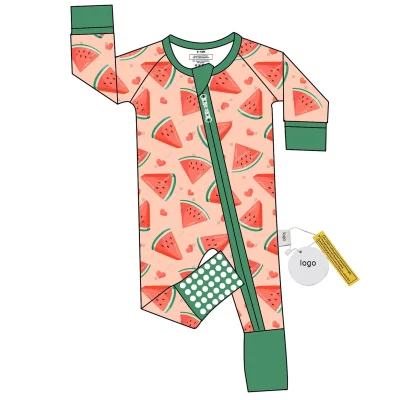 Customizable Zippered Baby Rompers Soft Newborn Pajamas and Crawling Suits Made of Bamboo ODM Supply