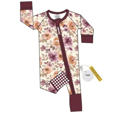 Organic Toddler Pajamas Double Zip Baby Bodysuit Long Sleeves Character Prints Children's Clothing for ODM Supply