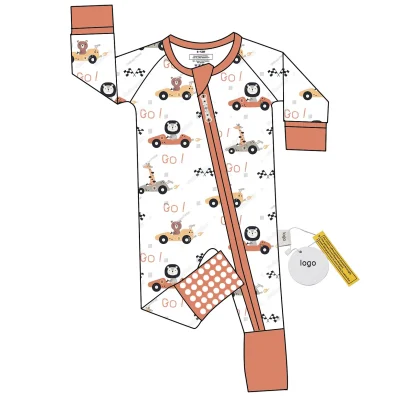 Unique Design Baby Bamboo Romper Custom Stamp Printed Baby Clothes for Boys Girls Double Zipper Custom Baby Clothes