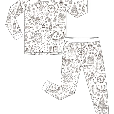 Christmas Exquisite Print Bamboo Spandex Long Sleeve Baby 2ps Suit