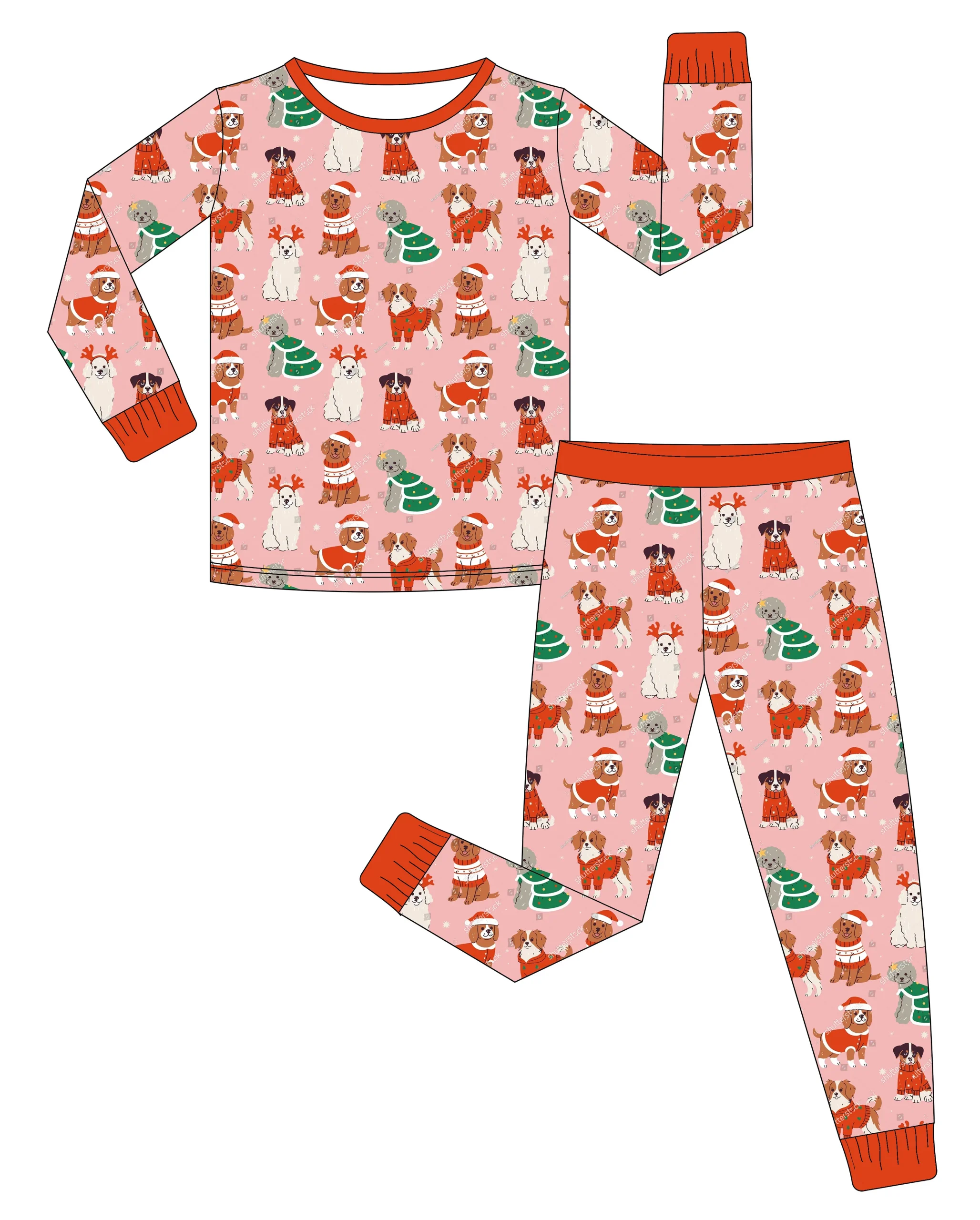 Christmas Bamboo Baby Romper Coordinating 2pcs Set Wholesale Sleepwear Playwear Outfit Factory Direct Price Newborn Infant - Image 3