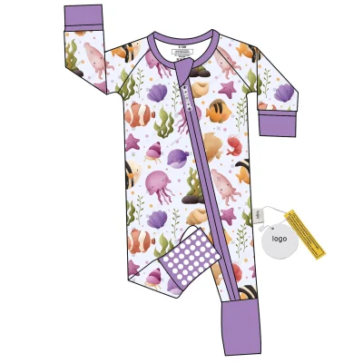 Custom Bamboo Toddler Rompers Zip Baby Pajamas Sleeper Jumpsuit with Character Prints ODM Sleepwear Clothing for Children