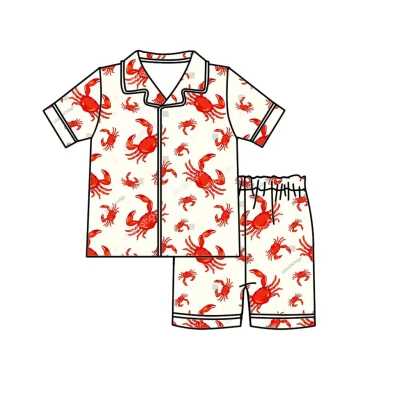 New Printed Jumpsuit Set Baby Two-piece Pajamas Bamboo Fiber Bodysuit Crab Customized Baby Pajamas Wholesale