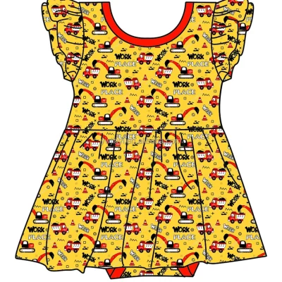 Lovely Bamboo Fiber Short Sleeve Baby Bodysuit Low Moq Kids Dress OEM/ODM Service Toddler Twirl Dress