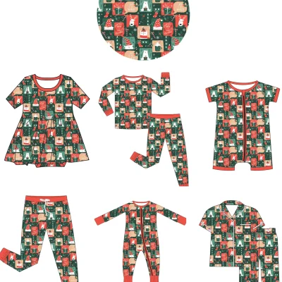 Organic Christmas Bamboo Zippy Romper Set - Baby Sleepwear Jumpsuit Pajamas for Newborn Infants